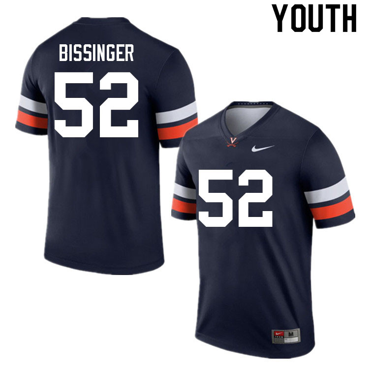 Youth #52 Joe Bissinger Virginia Cavaliers College Football Jerseys Sale-Navy - Click Image to Close